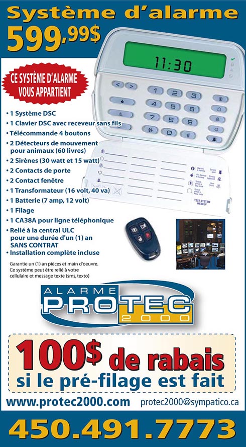 Promotion sur les systèmes d'alarme Saint-Eustache et Laval